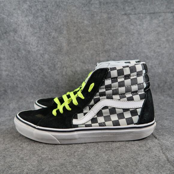 Vans Shoes Womens 9.5 Sk8 Hi Sneakers Checkered Suede Canvas Black White Casual - Picture 6 of 14
